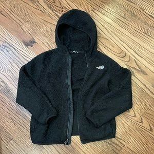 The North Face girls black fleece jacket. Size M (10-12).